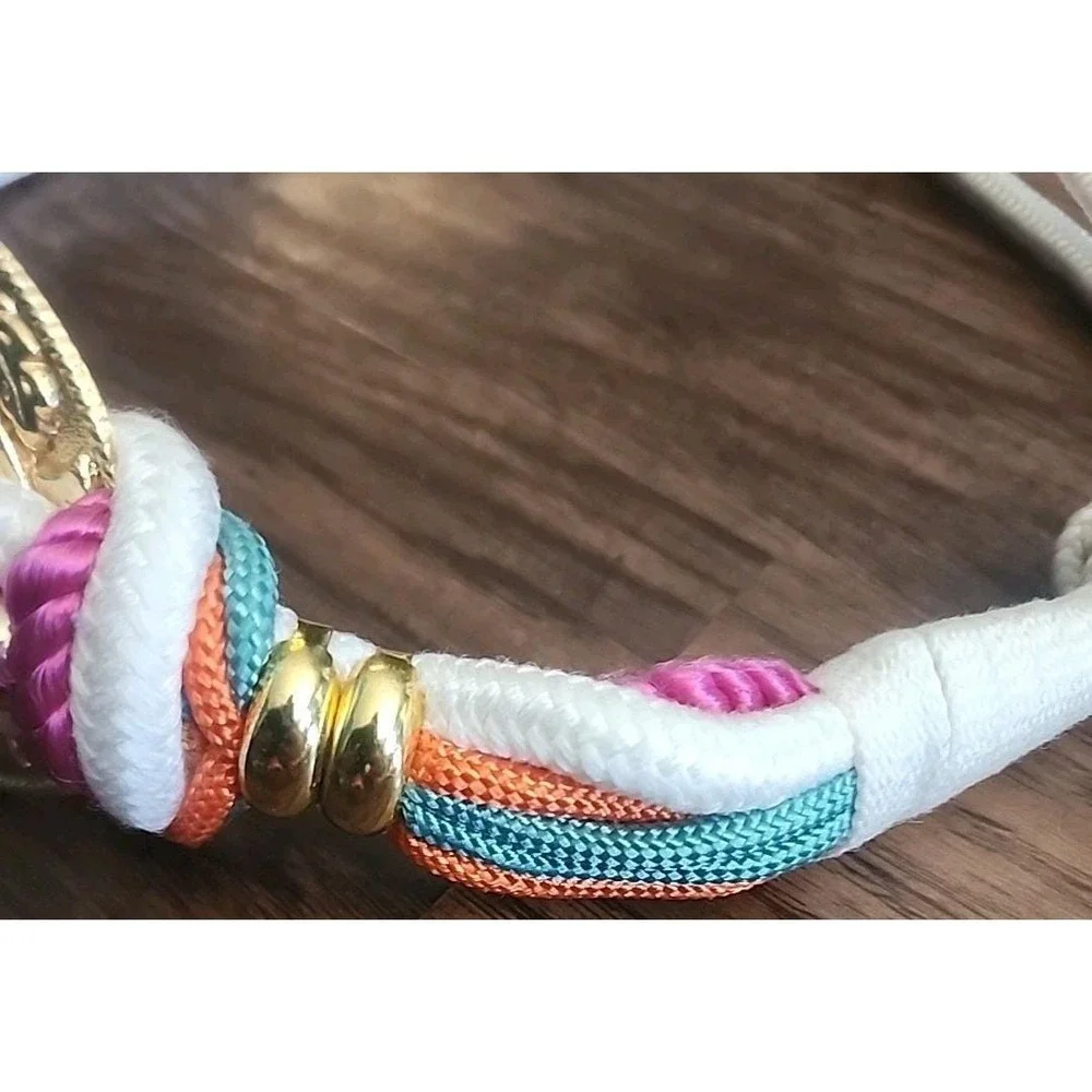 Vintage BOHO Bohemian Style Belt Gold Buckle Colorful Beads SMALL S